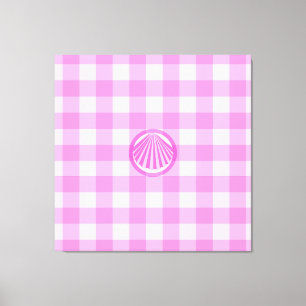 Toile Damas rose avec coquillage