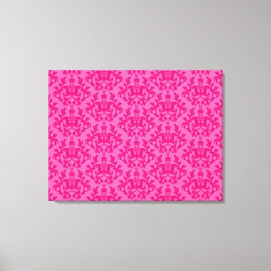 Toile Damask botanic & coeurs chaud rose triptyque impri (Recto)