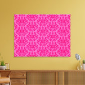 Toile Damask botanic & coeurs chaud rose triptyque impri (Insitu(Salon))