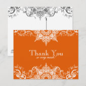 Toile Damask Merci note Carte postale - Tangerine (Devant / Derrière)