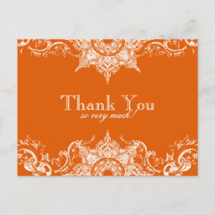 Toile Damask Merci note Carte postale - Tangerine