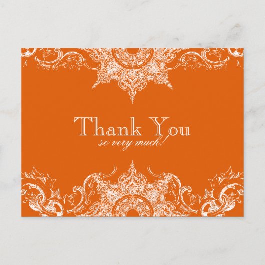 Toile Damask Merci note Carte postale - Tangerine (Devant)