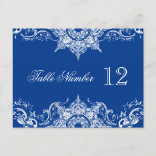 Toile Damask Receptie Tafelnummers Royal Blue