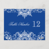Toile Damask Réception Numéros de table Royal Blue (Dos)