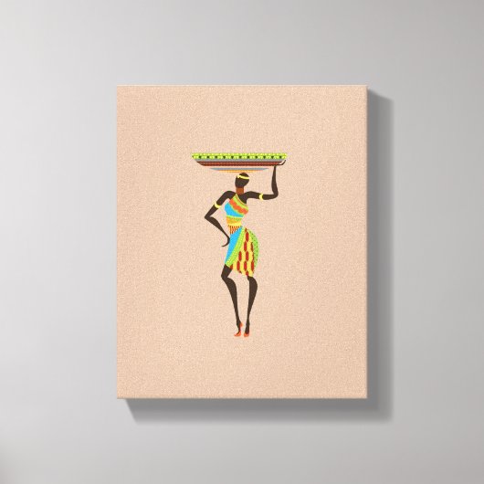Toile Dame africaine avec panier Art tribal (Recto)