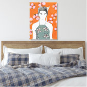 Toile Dame aux fleurs roses - Orange (Insitu(Chambre))