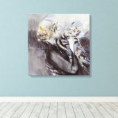 Toile Dame avec un chat gris (par Giovanni Boldini) (Insitu (Plancher de Bois))