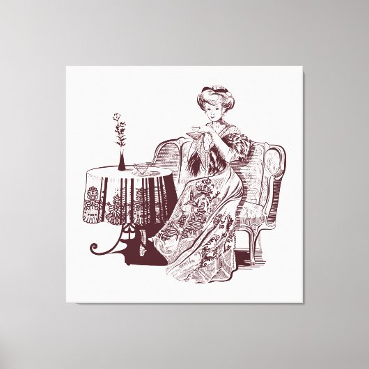 Toile dame boit du thé (Recto)