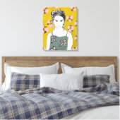 Toile Dame en fleurs roses - Jaune (Insitu(Chambre))