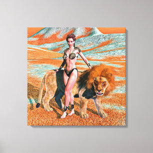 Toile Dame et Lion