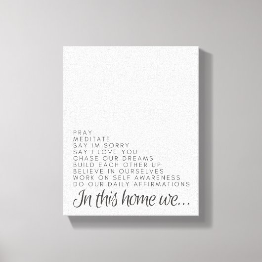 Toile Dans Cette Maison : Citation Positive Canvas Wall (Recto)