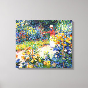 Toile Dans le jardin Claude Monet femme peinture