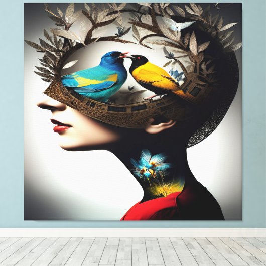 Toile Dans sa tête Oiseaux 2 (Insitu (Plancher de Bois))