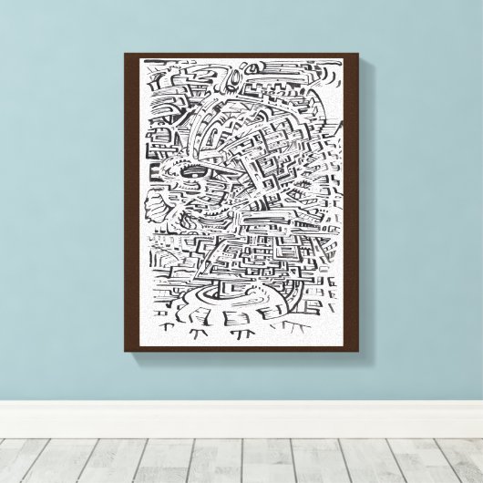 Toile Dans un lieu intermédiaire, dessin à l'encre indie (Insitu (Plancher de Bois))