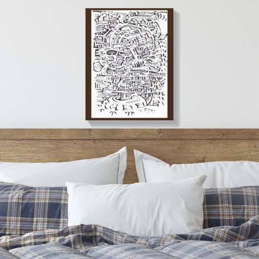 Toile Dans un lieu intermédiaire, dessin à l'encre indie (Insitu(Chambre))