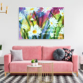 Toile Danse de marguerites blanches en aquarelle (Insitu(Salon))