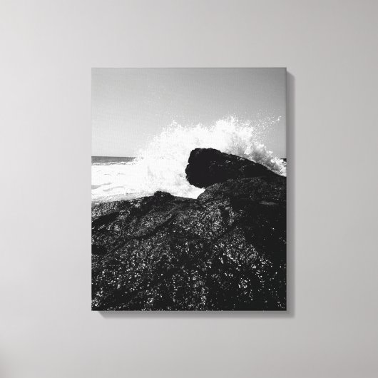 Toile Danse Éternelle des Vagues sur les Roches Noires (Recto)