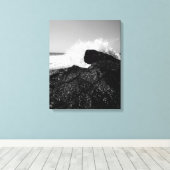Toile Danse Éternelle des Vagues sur les Roches Noires (Insitu (Plancher de Bois))