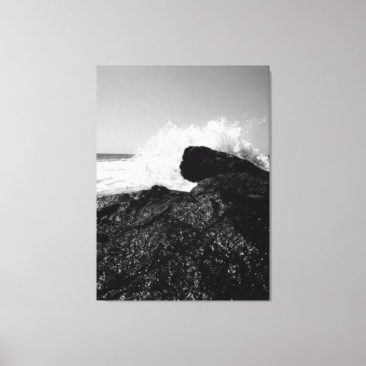 Toile Danse Éternelle des Vagues sur les Roches Noires (Recto)