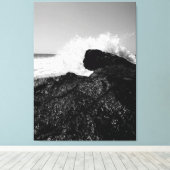 Toile Danse Éternelle des Vagues sur les Roches Noires (Insitu (Plancher de Bois))