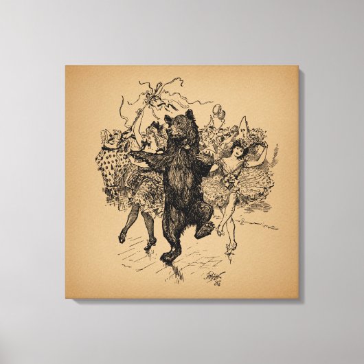 Toile Danse Ours Cirque Vintage Art (Recto)