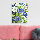 Toile Danses délicates de Fleurs Bleues et Blanches (Insitu(Salon))