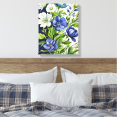 Toile Danses délicates de Fleurs Bleues et Blanches (Insitu(Chambre))