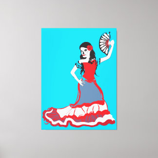Toile danseur de crâne à sucre espagnol : turquoise bril