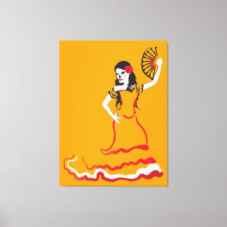 Toile danseur du crâne à sucre espagnol : orange