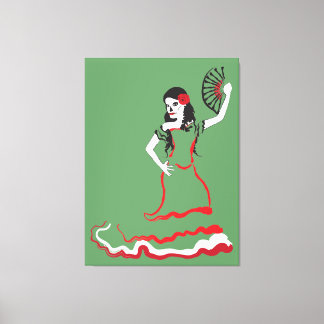 Toile danseur du crâne à sucre espagnol : vert