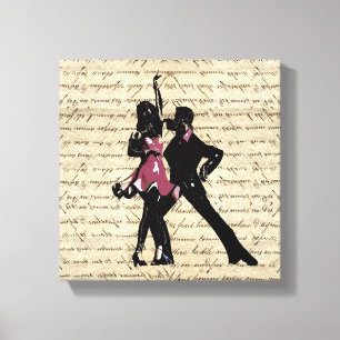 Toile Danseurs de salle de bal sur papier vintage
