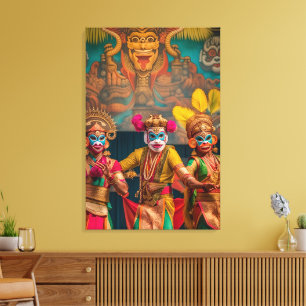 Toile Danseurs masqués de Bali indonésien