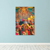 Toile Danseurs masqués de Bali indonésien (Insitu (Plancher de Bois))