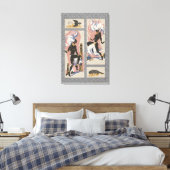 Toile Danseurs Tribaux Rétro Modernes_Noir_Gris_Rose_Ble (Insitu(Chambre))
