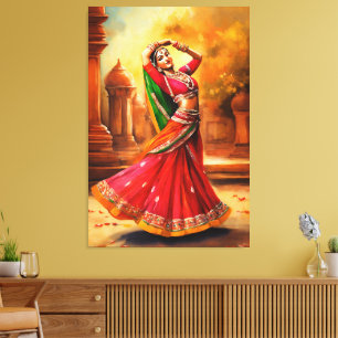 Toile Danseuse indienne gracieuse dans l'attrait vibrant