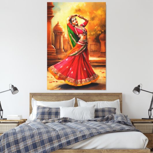 Toile Danseuse indienne gracieuse dans l'attrait vibrant (Insitu(Chambre))