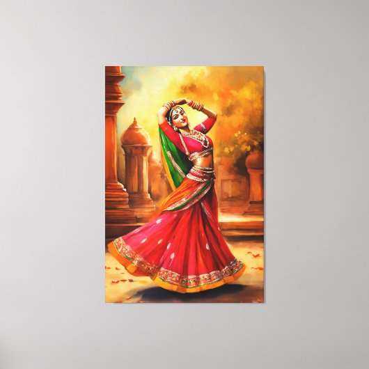 Toile Danseuse indienne gracieuse dans l'attrait vibrant (Recto)