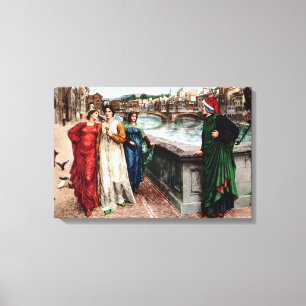 Toile Dante rencontre Béatrice dans la peinture de