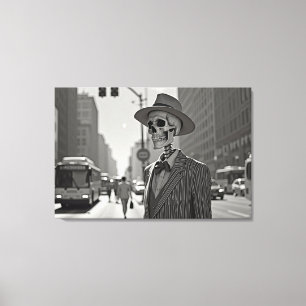 Toile Dapper mort : Squelette dans la ville