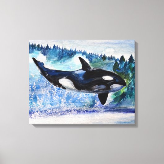 Toile d'aquarelle de baleine Orca (Recto)