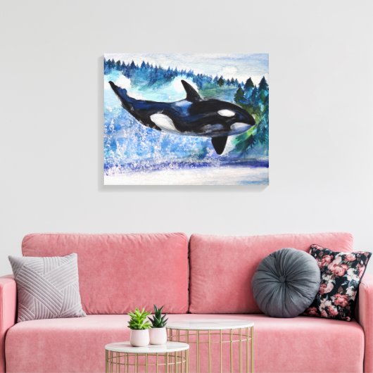 Toile d'aquarelle de baleine Orca (Insitu(Salon))