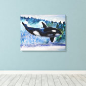 Toile d'aquarelle de baleine Orca (Insitu (Plancher de Bois))