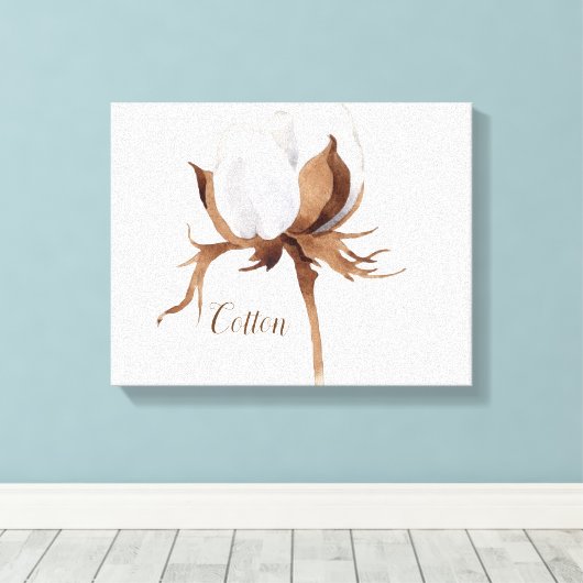 Toile d'aquarelle Fleur de Coton Imprimer (Insitu (Plancher de Bois))