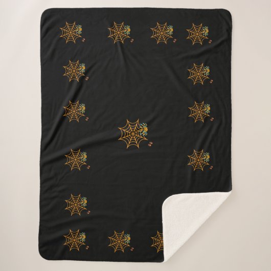 toile d'araignée noire tendance couverture Sherpa (Devant)
