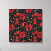 Toile Dark Red Christmas Floral Pattern (Recto)