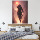 Toile Dark sorceress casting a flame spell (Insitu(Chambre))