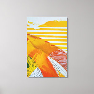 Toile d'art abstrait vibrant - Jaune et orange cha