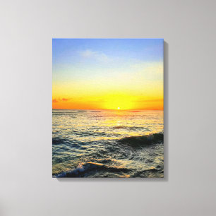 Toile d'art caraïbe dorée couché de soleil