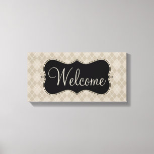 Toile d'art de panneau de bienvenue rétro