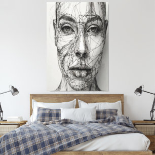 Toile d'art minimaliste en ligne   Visage humain A